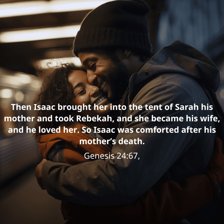 Then Isaac brought her into the tent of Sarah his mother and took Rebekah, and she became his wife, and he loved her. So Isaac was comforted after his mother’s death.