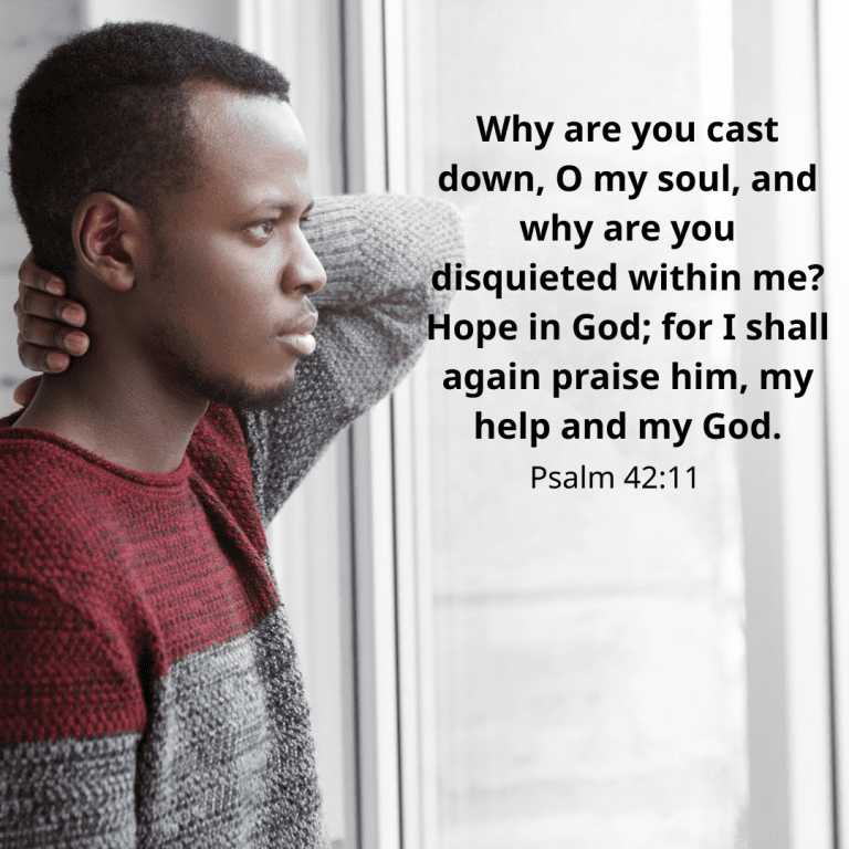 Why are you cast down, O my soul, and why are you disquieted within me Hope in God; for I shall again praise him, my help and my God.